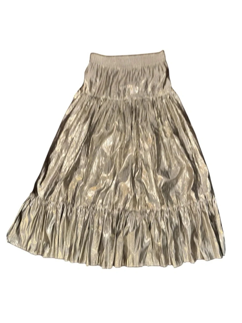 NWT Calypso St. Barth Lourdes Champagne Metallic Parachute Skirt Size 2